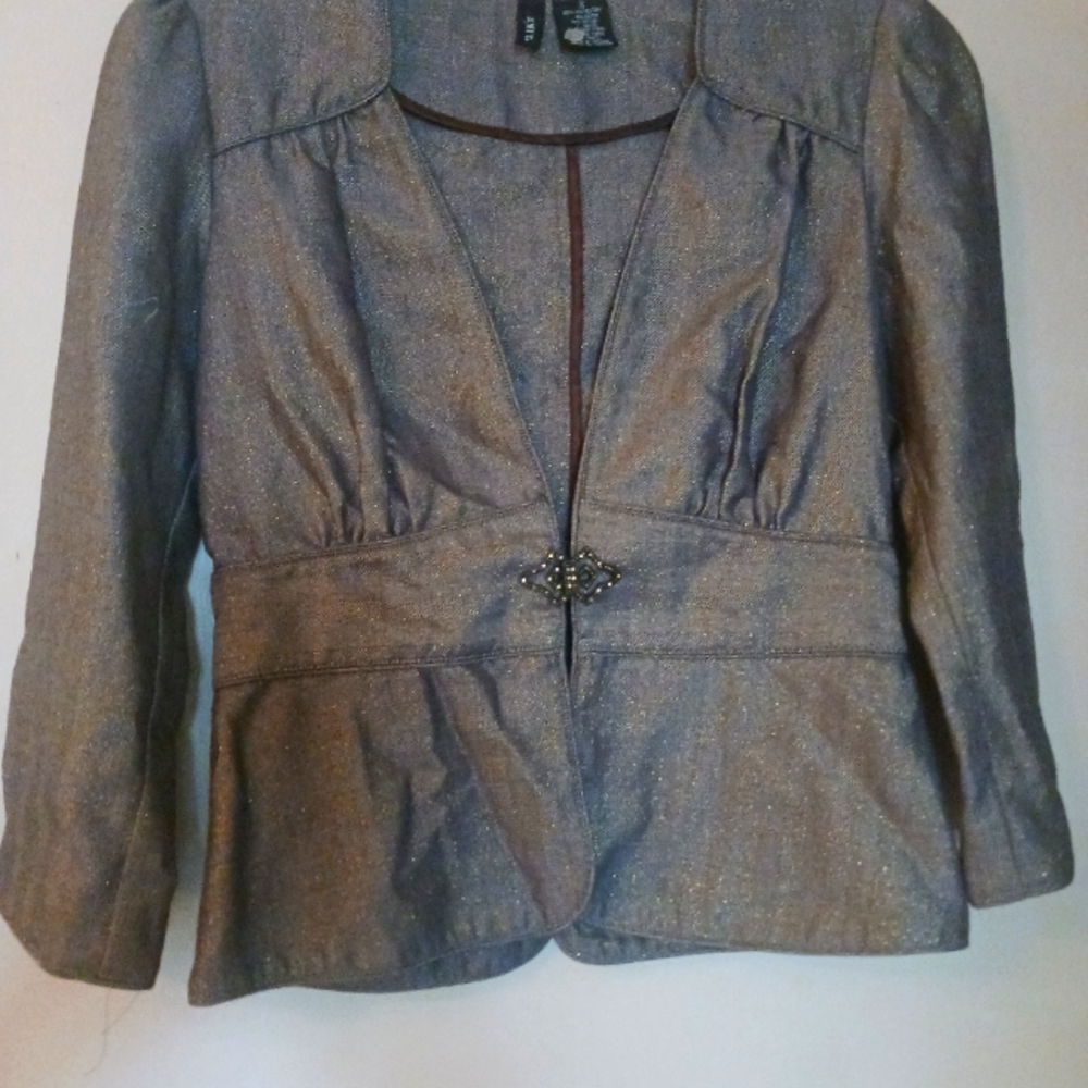 Mix It size 2 Blazer work jacket brownish black sparkles